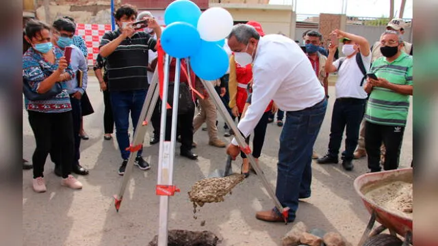 Primera piedra para recontruir Av. Huamachuco en Lambayeque