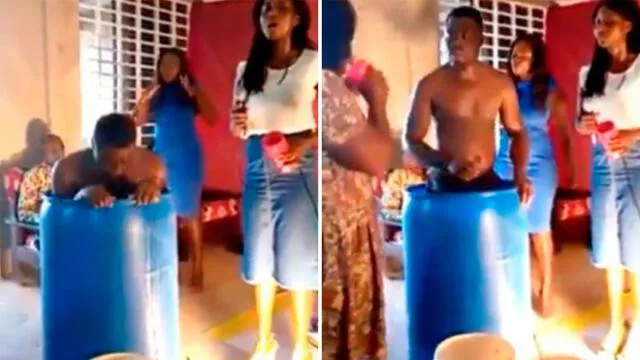 El video muestra cómo un grupo de feligreses hicieron fila para sumergir sus vasos y tomar de esa agua que supuestamente derramaría bendiciones en sus hogares. (Foto: Captura)