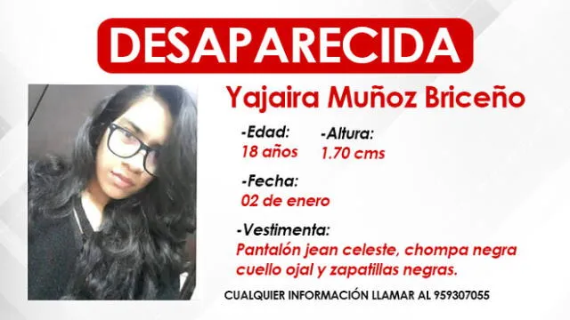 Reportan a joven desaparecida en Comas. Foto: La República