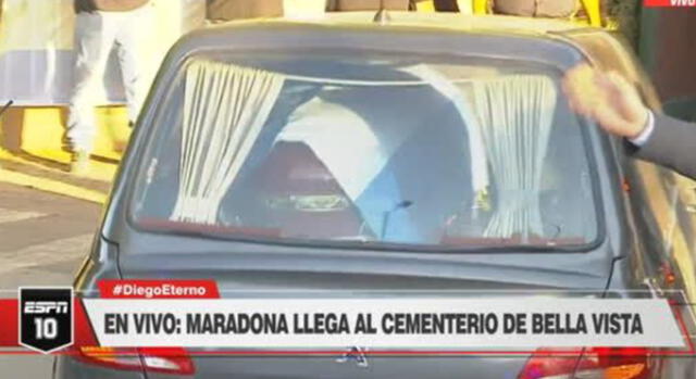 Los restos de Maradona serán inhumados en el cementerio Bella Vista. Foto: captura de video/ESPN