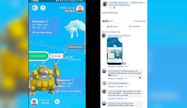 Antonella publicó en un grupo de Facebook el regalo que le hizo a su esposo en Pokémon GO.