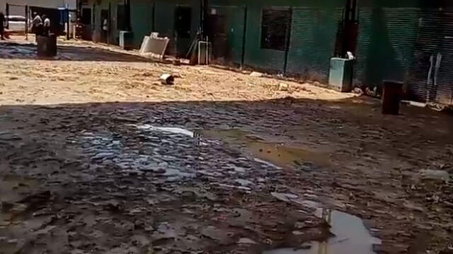Escuela de la PNP de Moquegua queda inundada. Créditos: Captura RTV.