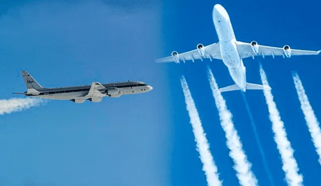 Las estelas blancas que dejan los aviones en el cielo han generado varias teorías conspirativas falsas. Foto: composición LR/AFP