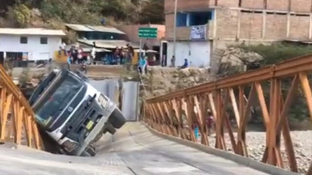 Chugay, Aricapampa, Chagual, Pataz, Vijus, Retamas y Tayabamba quedaron temporalmente incomunicadas por caída de puente en Huamachuco. (Foto: Captura de video / Antena Norte Huamachuco)