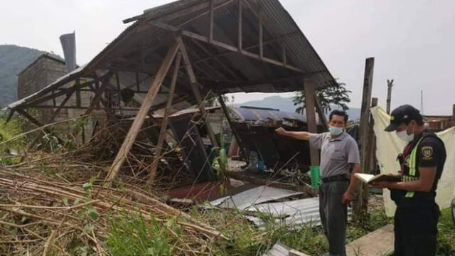 Fuertes vientos dañaron viviendas rústicas. Foto: Municipalidad de San Gabán.