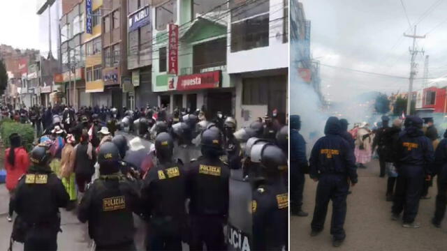 Comerciantes y policías se enfrentaron verbalmente, pero los primeros fueron desalojados con bombas lacrimógenas. Foto: Captura Facebook