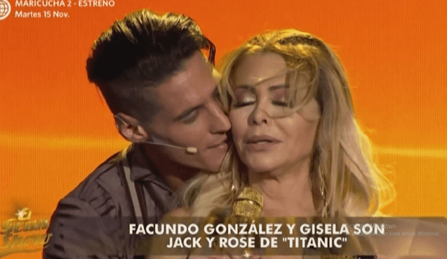 Gisela Valcárcel y Facundo González protagonizan escena del "Titanic". Foto: Screenshot de "El gran show"