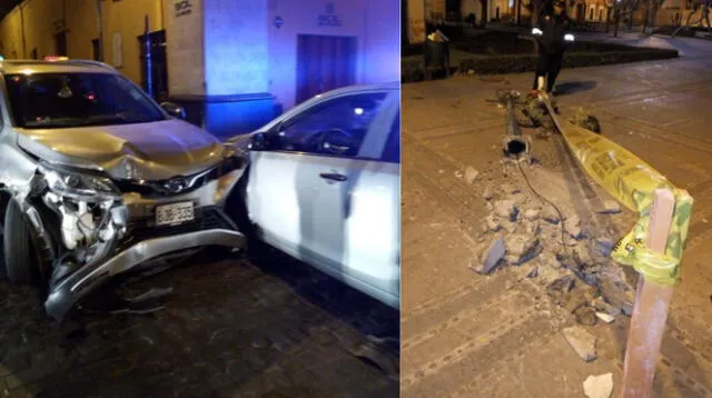 Arequipa: Ebrio al volante ingresa a plaza España y luego choca con dos vehículos en su fuga [FOTOS]