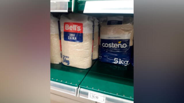 Diferencia de precios en arroz Costeño. Foto: PNP