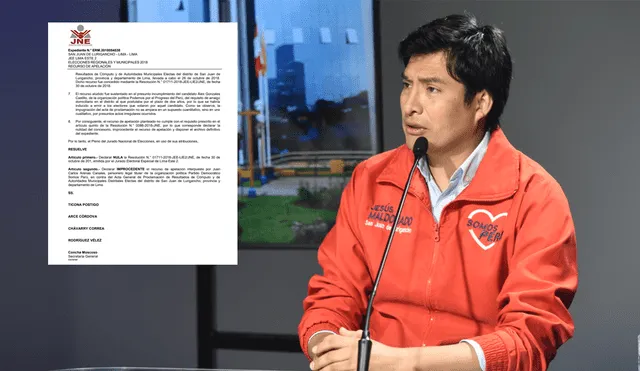 SJL: JNE declara improcedente apelación de Somos Perú para anular elecciones