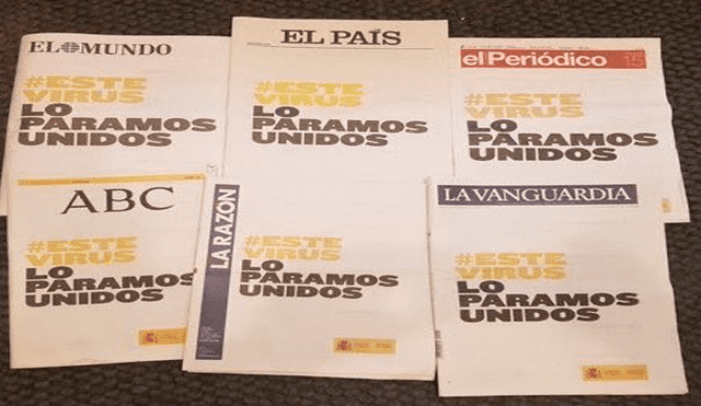 Los diarios de España uniéndose a la campaña #EsteVirusLoParamosUnidos. Foto: Difusión.