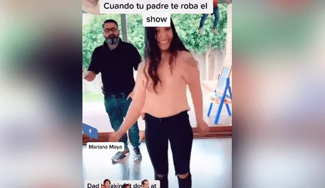 Un padre vio que su hija estaba haciendo un video de baile y se robó el protagonismo. Foto: TikTok