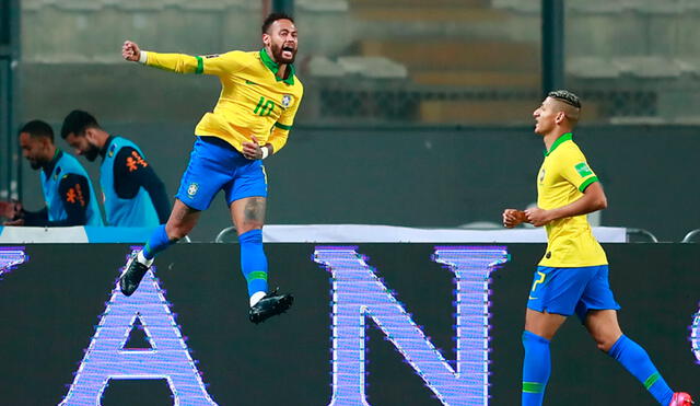 Brasil derrotó a domicilio a Perú 4-2 en el Estadio Nacional. Foto: AFP.