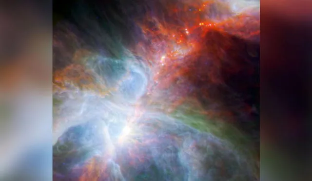 Estrellas jóvenes ocultas en el gas de la nebulosa de Orión. Crédito: NASA.