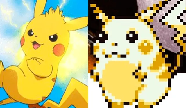 A la izquierda el pikachu actual y a la derecha su primer diseño.