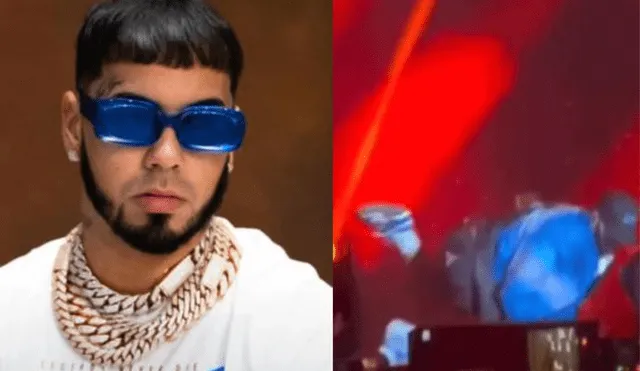 Anuel AA se resbala durante concierto en México. Foto: composición LR/ @anuelaa/Instagram/ captura de Tiktok