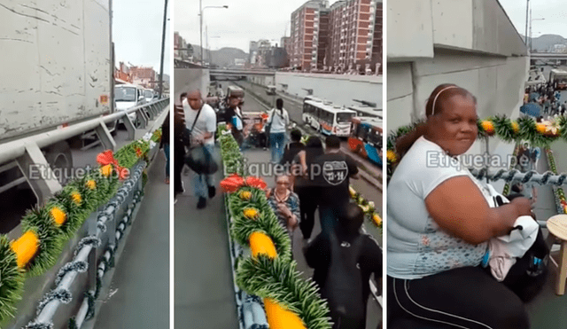 Facebook viral: venezolanos decoran transitado puente de Lima con arreglos navideños