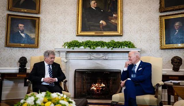 Sauli Niinisto se reunió este viernes con su homólogo estadounidense, Joe Biden, en la Casa Blanca. Foto: EFE