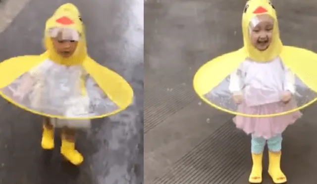 Facebook: Niña disfrazada de 'patito' bajo la lluvia conmueve a usuarios [VIDEO]