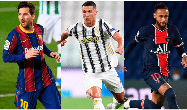 Lionel Messi, Cristiano Ronaldo y Neymar están entre los 50 futbolistas por los que el público podrá escoger. Foto: composición / AFP / EFE