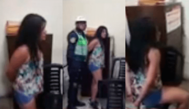 Miraflores: Mujer ataca a policía con un cuchillo durante traslado a comisaría [VIDEO]