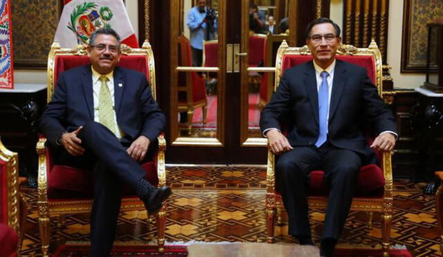 Manuel Merino se reunió con el presidente Martín Vizcarra el pultimo miércoles en Palacio de Gobierno. Foto: Congreso.