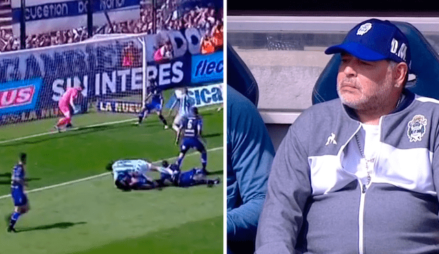 Diego Maradona quedó perplejo tras el insólito error de su portero Arias para el gol de Racing Club.
