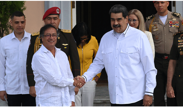 Maduro y Petro en Caracas: "Tuvimos una reunión amplia y muy fructífera". Foto: AFP