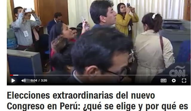 Medios internacionales informan sobre Elecciones Congresales 2020 en Perú. Foto: Captura