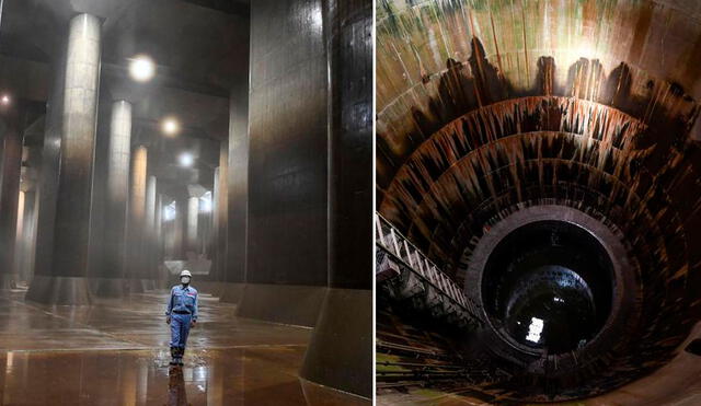 La función del “Partenón” es canalizar y redirigir el exceso de agua de las tormentas, protegiendo una de las ciudades más densamente pobladas del mundo. Foto: Composición: AFP