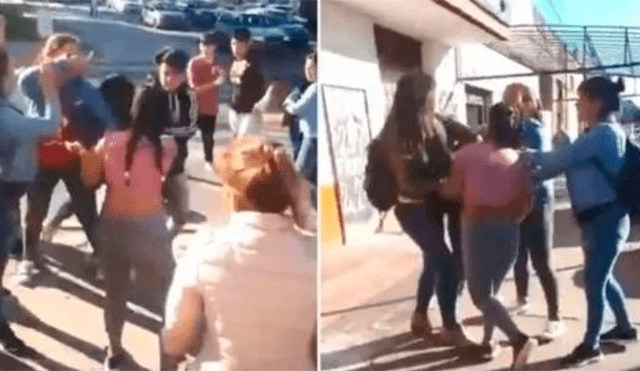 Alumnos de dos colegios pelean brutalmente y agreden a directora [VIDEO]