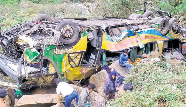 En el 2019. . Fatal accidente ocurrió cuando el bus cubría la ruta Cusco - Puerto Maldonado. Murieron 23 personas.  Foto: La República