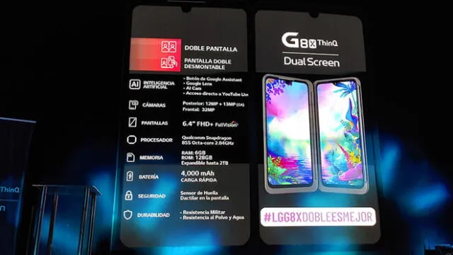 Características del LG G8XThinQ Dual Screem.