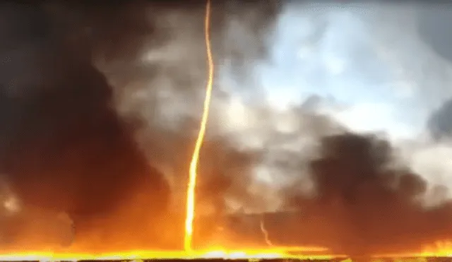 Youtube: graban aterrador tornado de fuego arrasando con una fábrica [VIDEO]