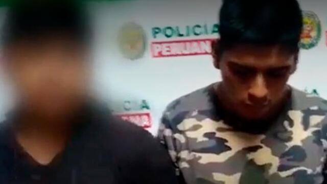 Delincuente menor de edad fue detenido en Comas tras robar con arma de fuego de juguete. Créditos: Captura América Televisión.