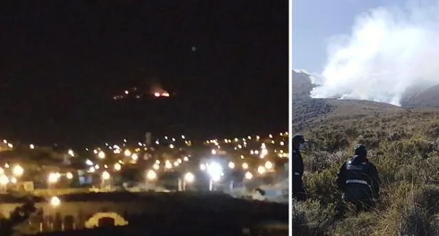 Incendio forestal en las faldas del volcán Chachani se puede ver desde cualquier punto de la ciudad de Arequipa.