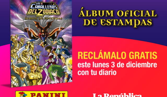 “Los Caballeros del Zodiaco”: Este lunes 3 de diciembre con la República reclama gratis el álbum oficial. 