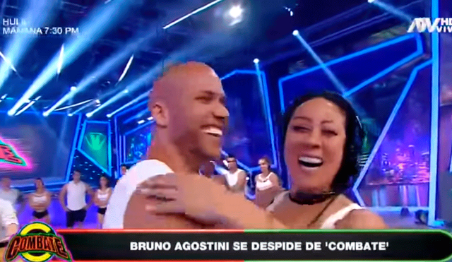 Combate: Bruno Agostini y Cathy Saénz sorprenden con beso en pleno programa [VIDEO]