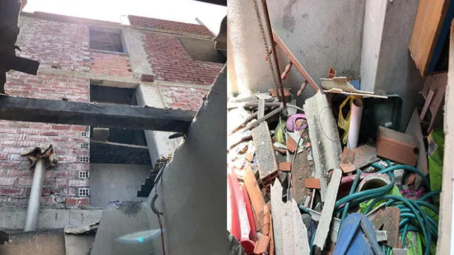 Surco: pared de un edificio le cae encima y lo deja en estado grave de salud