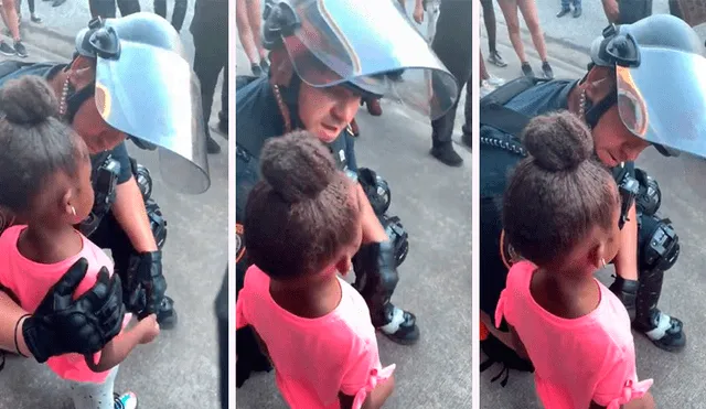 Policía se acercó a consolar a una niña, sin imaginar que le preguntaría por su seguridad.