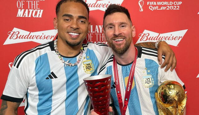 Ozuna también celebró el triunfo de Argentina, y lo hizo al lado de Lionel Messi. Foto: Ozuna/Instagram