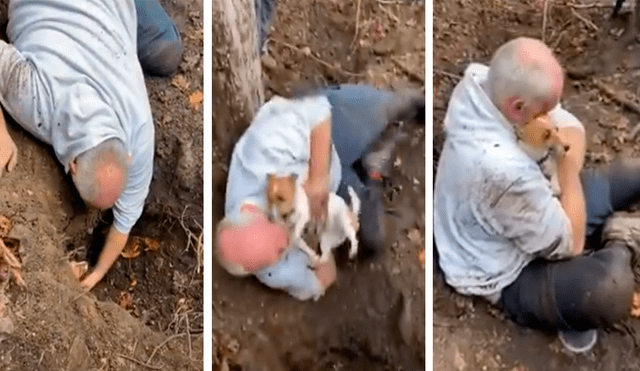 El hombre jamás imaginó que encontraría a su perra enterrada en un profundo hoyo después que esta se perdiera durante un paseo. La emotiva escena se ha hecho viral en Facebook