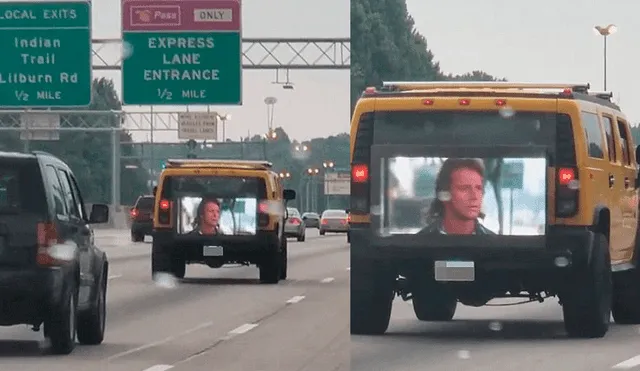 Facebook: Chófer pone películas en la zona trasera de su auto y sorprende en la carretera [VIDEO]