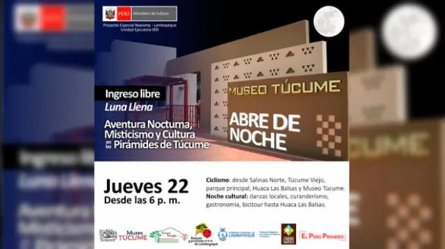 Lambayeque: organizan visita nocturna en Museo de Túcume 