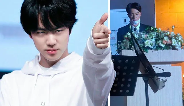 Jin (BTS) actuó como MC en la boda de su amigo de la infancia. Foto: Weibo