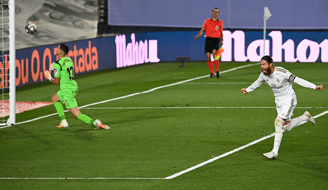 Real Madrid, con gol de Sergio Ramos, vencio al Getafe por la jornada 33 de LaLiga. | Foto: AFP