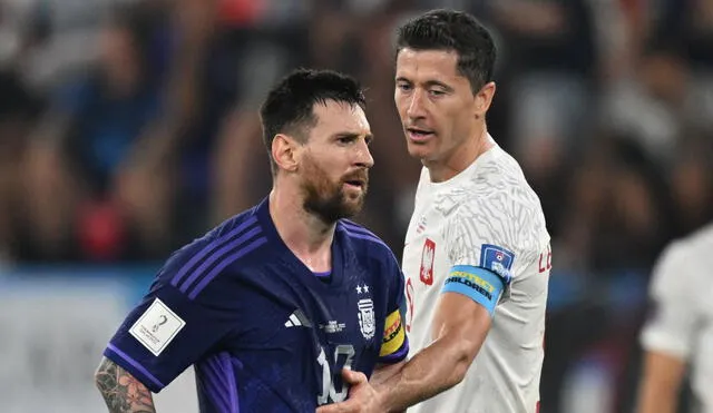 Messi y Lewandowski se enfrentaron en la tercera fecha del Grupo E de Qatar 2022. Foto: AFP