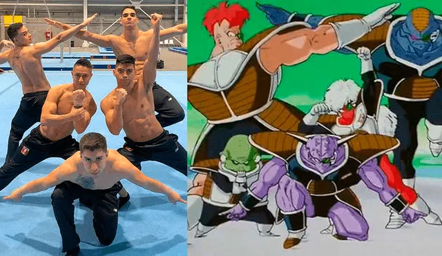 Juegos Panamericanos 2019: selección gimnasia peruana masculina posa como las Fuerzas especiales Ginyu de Dragon Ball Z.