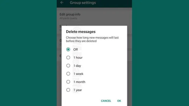 Los usuarios podrán elegir un periodo de tiempo para que se autodestruyan los mensajes de WhatsApp.
