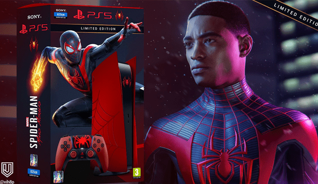 Así luciría la PS5 con los colores del Spider-Man de Miles Morales. Foto: @vih8p / Twitter.
